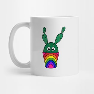 Cute Cactus Design #252: Thorny Cactus In Rainbow Pot Mug